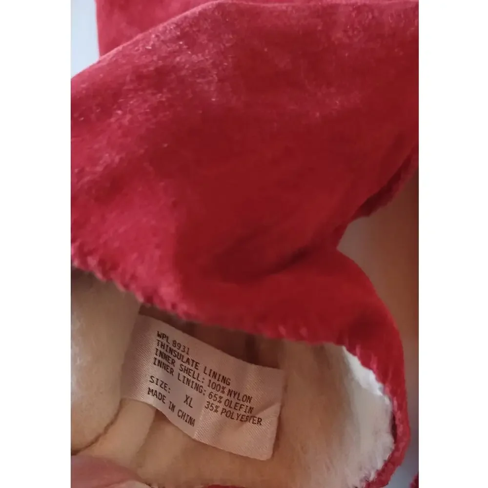 Durable Red Thinsulate Insulated Suede Gloves (Size XL)